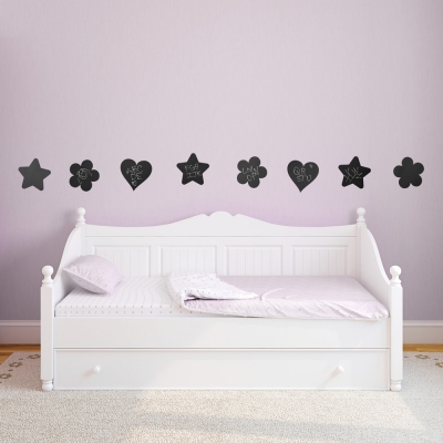 Hearts, Stars and Flowers Chalkboard Wall Decals