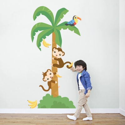 Fun Monkey Tree Printed Wall Decal