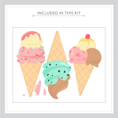 Ice Cream Printed Wall Decal Kit