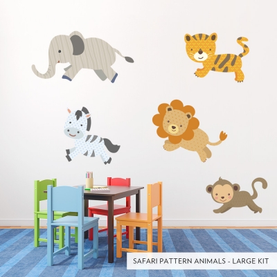 Large Safari Pattern Animals Printed Wall Decal