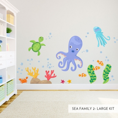 Large Sea Family Two Printed Wall Decal