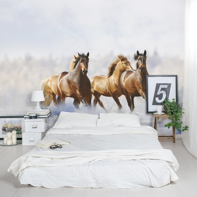 Winter Horses Wall Mural Bedroom