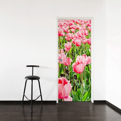 Pink Tulips Door Mural