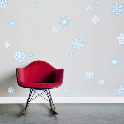 Repositionable Snowflakes Printed Decal