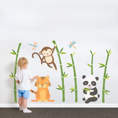 Bamboo Friends Printed Wall Decal