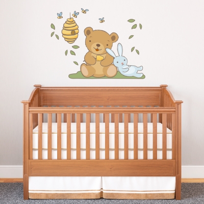 Cute Bunny and Bear Standard Printed Wall Decal