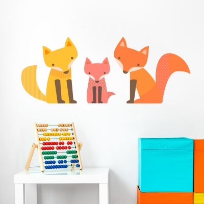 Fox Family Printed Wall Decal