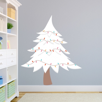 White Christmas Tree Printed Wall Decal