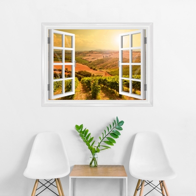 Sunkissed Vineyards Faux Window Mural
