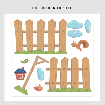 Kids Picked Fence Printed Wall Decal Kit