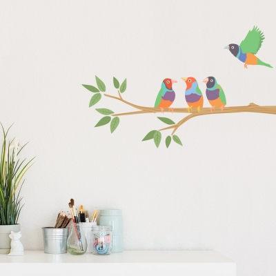 Tropical Finches Printed Wall Decal