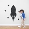 Flying Rocket Chalkboard Wall Decal