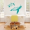 Turquoise Swimming Turtles Wall Art Decal