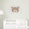Cute Bear Head Standard Blue Printed Wall Decal