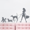 Girl Walking Dogs Storm Wall Decal