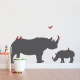 Rhino With Birds Wall Decal