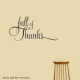 Full Of Thanks Wall Quote Decal