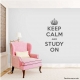 Keep Calm and Study On Wall Quote Decal