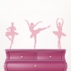 Carnation Pink Ballerina Trio Wall Decal