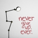 Never give up. Ever. Wall Quote Decal