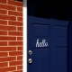 hello door decal - blue door