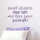 Sleep Tight Violet Wall Quote Decal