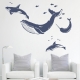 Whales and Dolphins Dark Blue Wall Decal