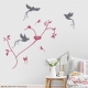 Butteflies and Birds Lipstick Red and Storm Grey Wall Decal